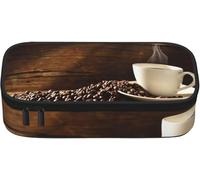 YINGD Coffee Cup and Coffee Beans Pencil Case Large Capacity Pen Bag,Simple Durable Multifunctional Pencil Bagsuitable for Teens Boys Girls Students A