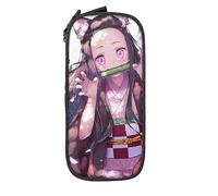 YINGD Color Demon Slayer Nezuko Big Capacity Pencil Case, Large Storage Pencil Pouch Pen Case Bag with Zipper for School College Student Office Suppl
