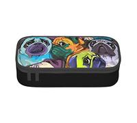 YINGD Colorful Pencil Case Pug Dog Pattern Anime Stationery Bag Pen Holder Large Capacity for Students Cute Simple Makeup Pouch School Unisex Goods