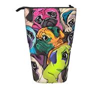 YINGD Colorful Pug Dog Pattern Pencil case Expandable Peanuts Pencil case Retractable Cute Large Capacity Stationery Stands Lightweight for Students cv94
