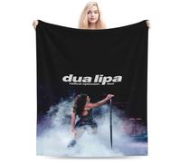 YINGD Contemporary Digital Printing Flannel Throw Blanket, Dua Lipa, All Seasons, Easy Care, Water Resistant and Anti-Tearing, 250-300 G/㎡, Mixed Color, Knitted Polyester, For