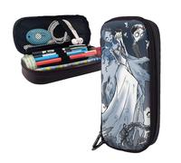 YINGD Corpse Bride Pencil Case Brown Leather Pen Bag Student Stationery Pouch Holder Organizer for School Office Supplies for Kids Teen Adult