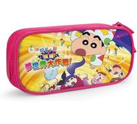 YINGD Crayon Shin Chan Pencil Bag D Custom Printing Large Capacity Double Zipper Pencil Case for Office School Travel-Pink SAOE