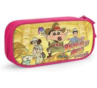YINGD Crayon Shin Chan Pencil Case D Custom Printing Large Capacity Double Zipper Pencil Pouch for Office School Travel-Pink SAOE