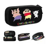 YINGD Crayon Shin-Chan Shiro Pencil Case Fashion Cute Anime Cartoon Pen Pencil Bags for Student Students School Zipper Pencilcases