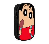 YINGD Creyon Shin-chan Pencil Case Double Zipper Makeup Bag - Compact Oxford Cloth Pouch for Travel, Gym, Daily Essentials
