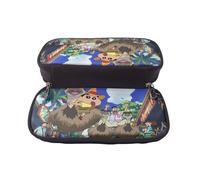 YINGD Creyon Shin-chan Pencil Case Elegant Brown Leather Pen Bag with Multi-Compartment Design