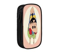 YINGD Creyon Shin-chan Pencil Case with Velcro Patch Panel - Customizable Emblem Design for Schools, Teams, Events