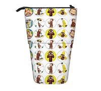 YINGD Curious George Pencil Case Expandable Peanuts Organizer Bags Retractable Cute Large Capacity Boy Girl Stationery Pouch Lightweight for School Office xz111