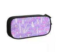 YINGD Custom Kawaii Magic Mushrooms Pastel Purple Pencil Case for Boys Gilrs Large Storage Psychedelic Pencil Bag Stationery
