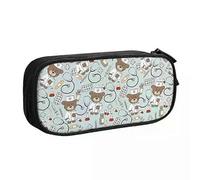 YINGD Custom Nurse Pattern with Bear Pencil Case for Girl Boy Large Storage Health Care Nursing Pen Box Bag School Supplies