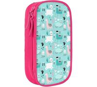 YINGD Cute Cartoon Alpaca Llama Cactus Pencil Case Pencil Holder Pen Pouch Stationery Box Storage Organizer Bag Pink