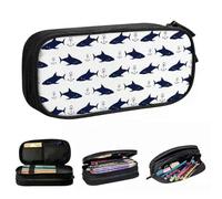 YINGD Cute Sea Life Sharks Anchor Pencil Case Pencil Pouch Pen Holder for Student Big Capacity Bag Students School Zipper Stationery