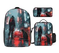 YINGD Cyberpunk heroes Backpack Learning Pro Kit Bookbag with Portion-Control Lunch System and Math Tool Pouch