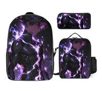 YINGD Cyberpunk Heroes Backpack Study Buddy System Three Piece Academic Combo with Organized Pencil Portfolio