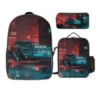 YINGD Cyberpunk heroes Backpack Study Mars Rover System Planetary Bookbag with Red Planet Lunch