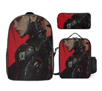 YINGD Cyberpunk Heroes Backpack Success Pack Complete School System with Organized Stationery Hub