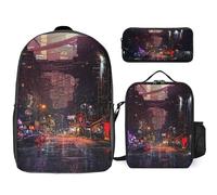 YINGD Cyberpunk Heroes Backpack Three in One Set Spacious Daypack Food Carrier and Stationery Pouch for School