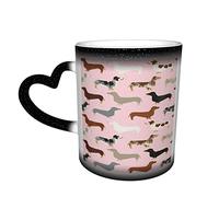 YINGD Dachshund Color Changing Mug in The Sky Ceramic Heat Sensitive Cup Latte Mugs Heat Sensitive Design for Gifts Office Personalized Idea 12 Oz