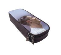 YINGD David Beckham Pencil Case Spacious PU Leather Pen Holder with Elastic Straps & Zipper Closure