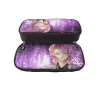 YINGD Demon Slayer Pencil Case Compact Brown Leather Zip Bag for Easy Carry & Organization