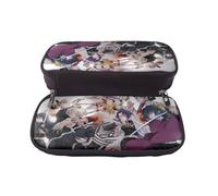 YINGD Demon Slayer Pencil Case Durable Leather Pen Organizer with Elastic Bands & Zipper