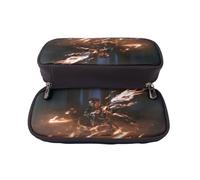 YINGD Demon Slayer Pencil Case Elegant PU Leather Bag with Multi-Compartment Storage