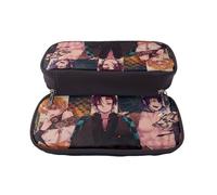 YINGD Demon Slayer Pencil Case Elegant Synthetic Leather Bag for Writing Tools & Cosmetics