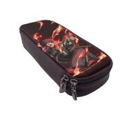 YINGD Demon Slayer Pencil Case Multi-Functional Brown PU Leather Pouch for Travel & Everyday Use