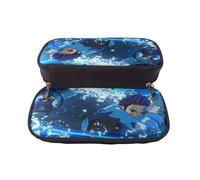 YINGD Demon Slayer Pencil Case Multi-Functional Leather Pen Case with Zipper & Inner Pockets