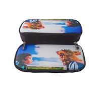 YINGD Demon Slayer Pencil Case Slim Brown PU Leather Pouch for Easy Storage & Portability