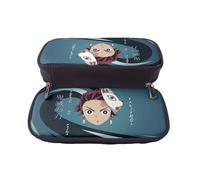 YINGD Demon Slayer Pencil Case Versatile Leather Organizer for Pencils Makeup Brushes Small Items