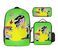 YINGD Dexter's Laboratory Backpack School Visionary Set Forward-Thinking Three Piece Combo