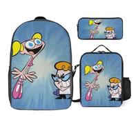 YINGD Dexter's Laboratory Backpack Success Pack Complete School System with Organized Stationery Hub