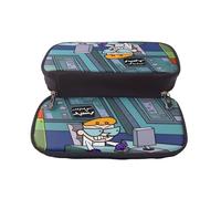 YINGD Dexter's Laboratory Pencil Case Fashionable Brown PU Leather Bag for Artists & Writers