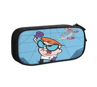 YINGD Dexter's Laboratory Pencil Case Trendy Geometric Print - Double Layer Zipper Compartments for Students & Professionals