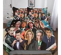 YINGD Doctor Who Quilt Cover Bedding Sets - 3 Pieces Set with 3D Print Movie Duvet Cover, Comforter Cover, Microfiber, Hidden Zipper Closure, Pillowcases, for Boys And Girls King
