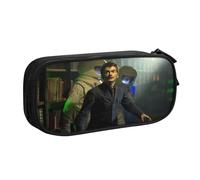 YINGD Doctor Who The Animated Series Pencil Case Trendy Geometric Print - Double Layer Zipper Compartments for Students & Professionals