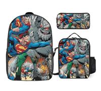 YINGD Doomsday Powers Backpack 3 Piece Collection 17 Inch School Bag Insulated Lunch Boxes and Pen Organizer