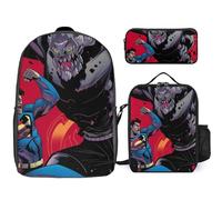 YINGD Doomsday Powers Backpack 3 Piece Collection 17 Inch School Bag Snack Tote and Pen Organizer for Boys Girls