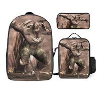 YINGD Doomsday Powers Backpack and Lunch Box Combo with Pencil Pouch Lightweight Polyester for Everyday School Office