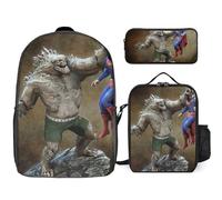 YINGD Doomsday Powers Backpack Trio Collection Lightweight School Bookbag Lunch Carrier and Stationery Case