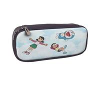 YINGD Doraemon Pencil Case Stylish PU Leather Zip Bag for Artists Writers & Students