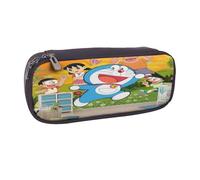 YINGD Doraemon Pencil Case Waterproof PU Leather Pen Organizer for Artists & Students