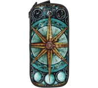 YINGD Double Layer Pencil Case Circle Abstract Time Stars Durable Black Pencil Case Large Capacity Stationery Storage Box for Girls Boys