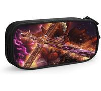 YINGD Dracula Mihawk One Piece Pen Bag D Custom Printing Large Capacity Double Zipper Pencil Case for Office School Travel-Black SAOE