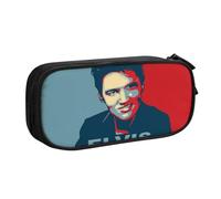 YINGD Elvis Presley Pencil Case for Kids & Adults - Durable Polyester with 5 Pen Holders & Mesh Organizer (Washable)