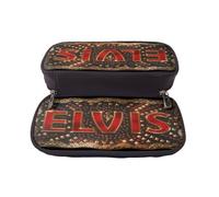YINGD Elvis Presley Pencil Case Lightweight Brown Pen Organizer with Elastic Loops & Zipper Closure