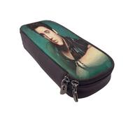 YINGD Elvis Presley Pencil Case Stylish Brown Synthetic Leather Holder for Students & Professionals