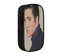 YINGD Elvis Presley Pencil Case Trendy Geometric Print - Double Layer Zipper Compartments for Students & Professionals